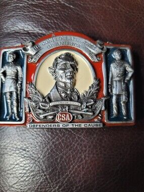 Vintage Bergamot Pewter  Belt Buckle CSA Defender Of The Cause